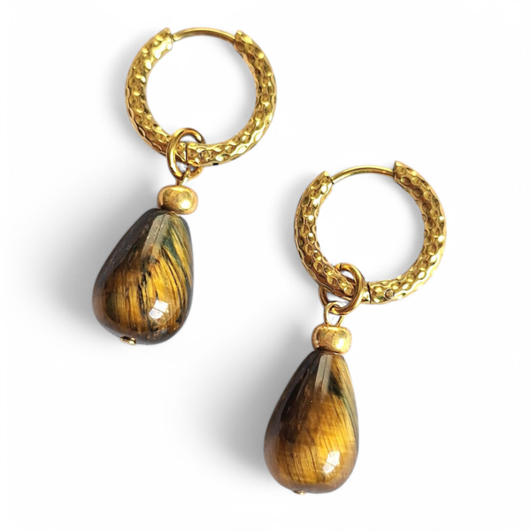 Creolen met Tijgeroog druppel