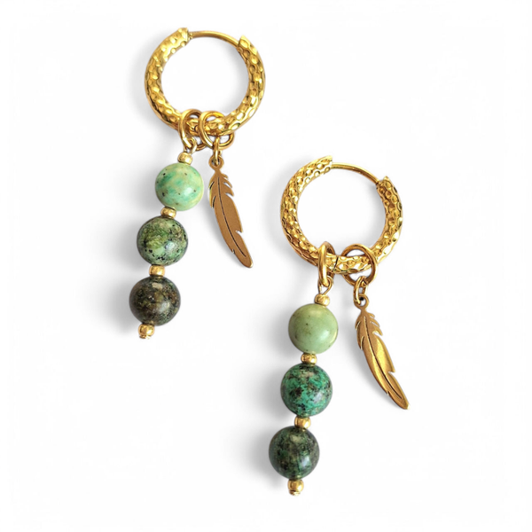 Creolen met Afrikaanse Turkoois en veertje