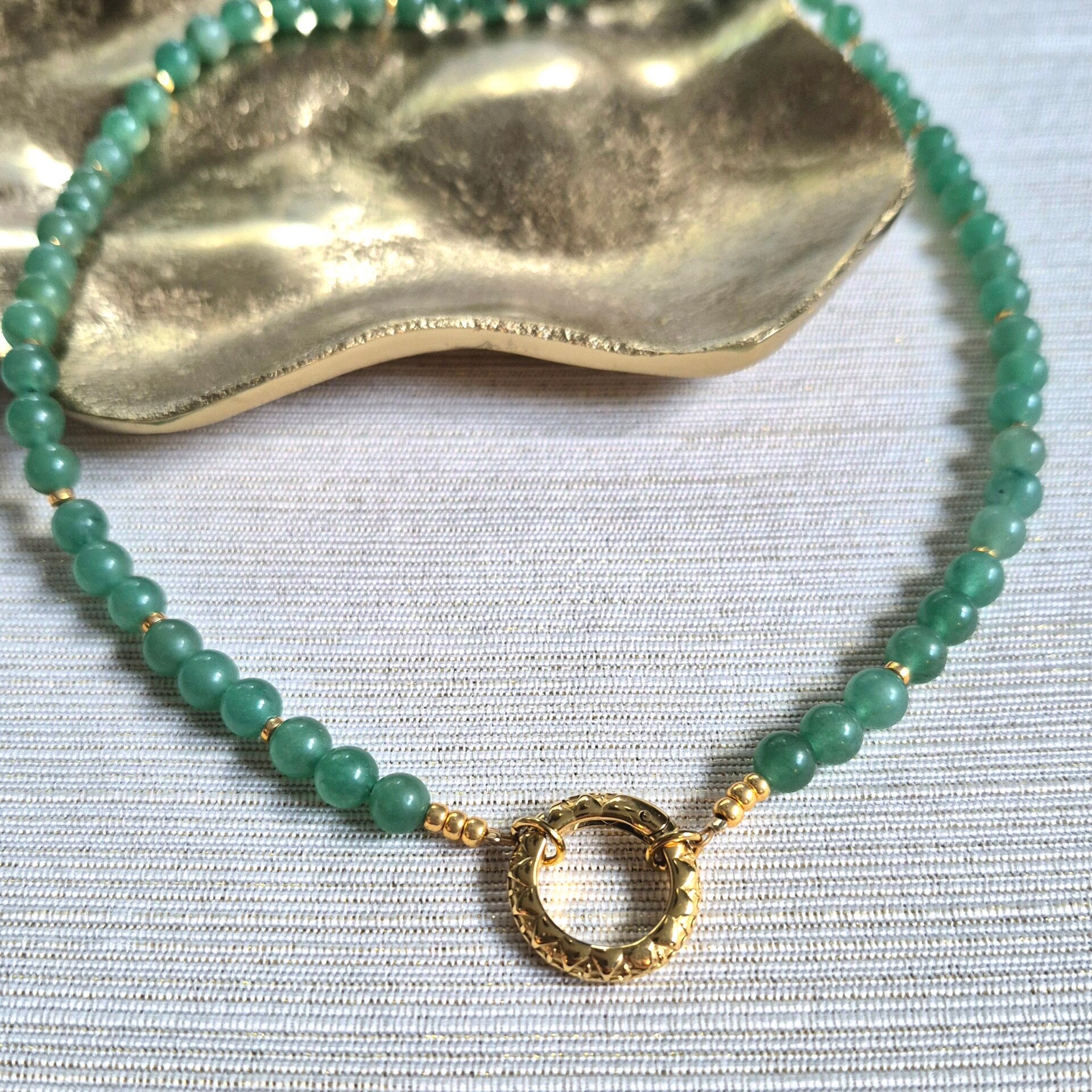 Ketting van groene Aventurijn met ronde clasp