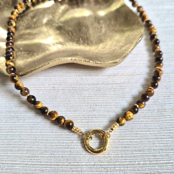 Ketting van Tijgeroog met ronde clasp