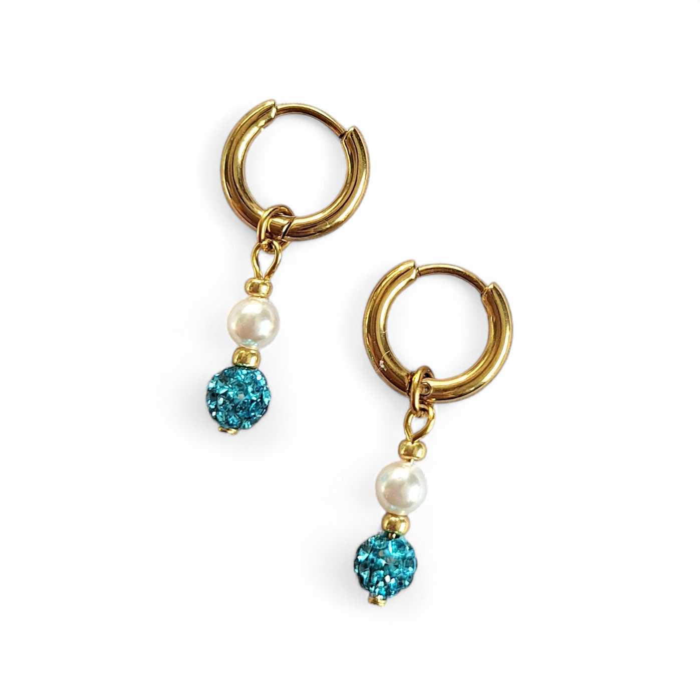 Kinderoorbellen met blauwe glitterkraal