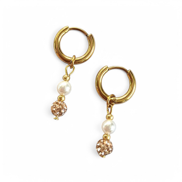 Kinderoorbellen met perzikkleurige glitterkraal