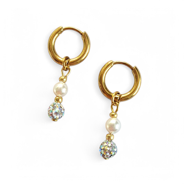 Kinderoorbellen met witte glitterkraal