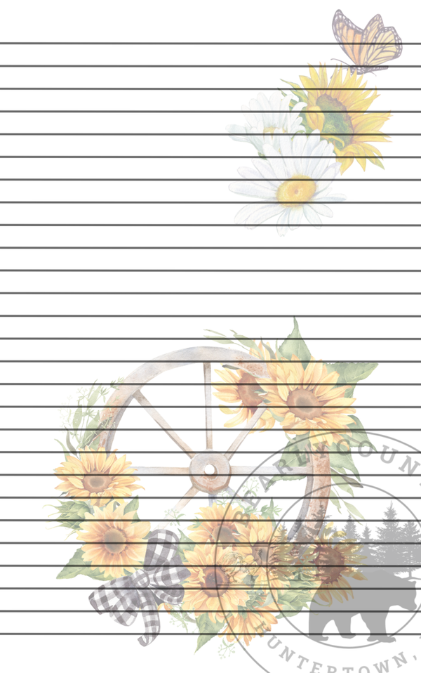 Country Sunflower Writing Page