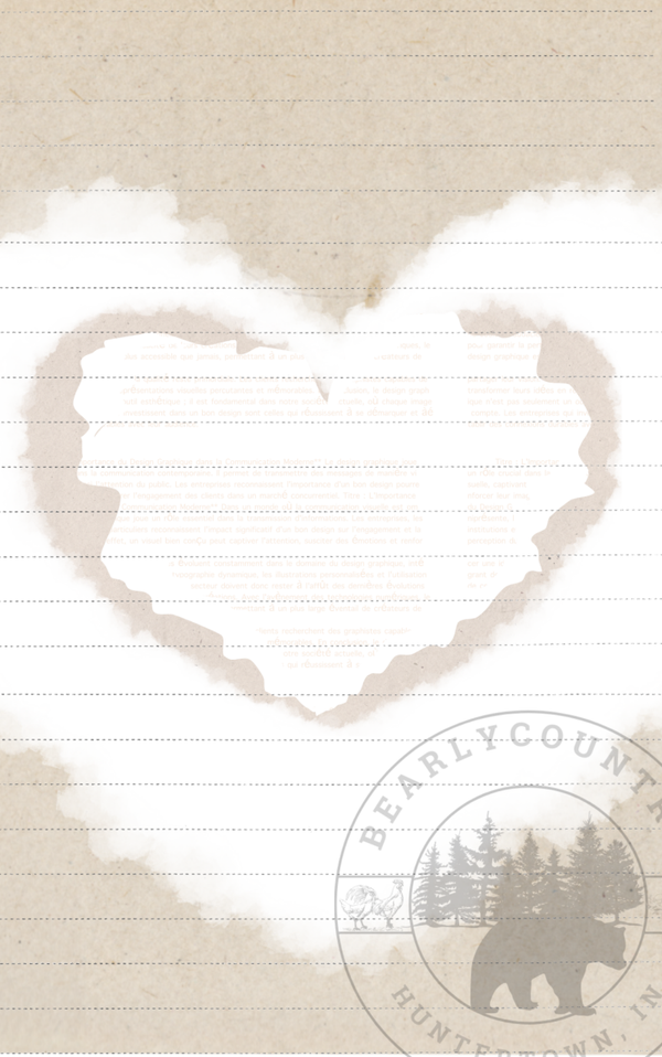 Heart in Sand Writing Page