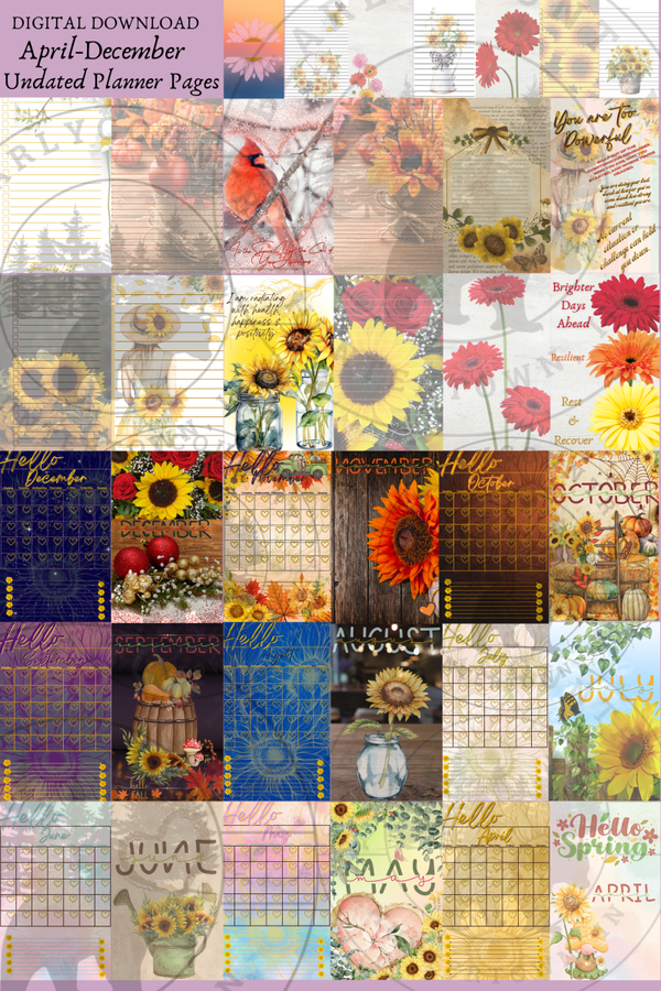 Sunflower-Themed Digital Planner for ADHD, Dyslexia & Neurodivergent Minds-Undated, Bright & Customizable