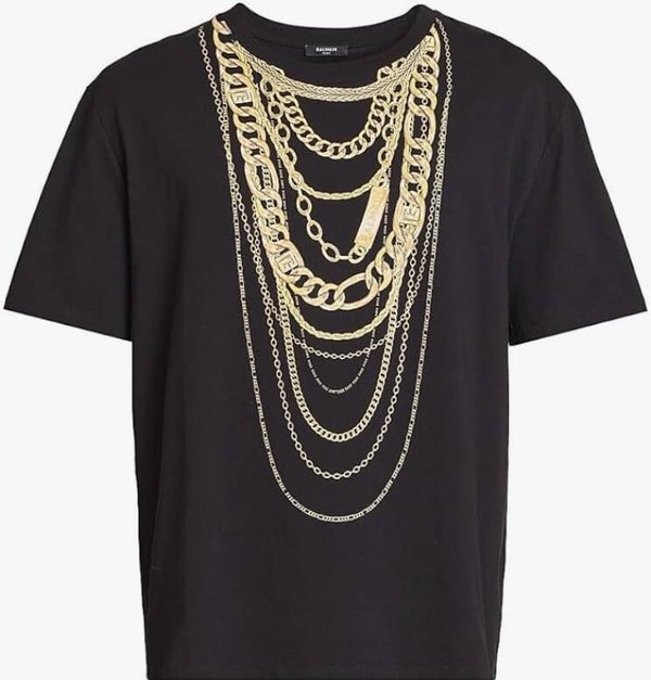 Balmain Trompe L'œil Chains-Print Cotton T-Shirt