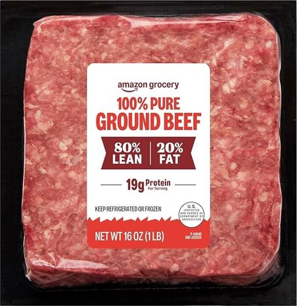 Amazon Grocery, Ground Beef, 80% Lean/20% Fat, 1 lb