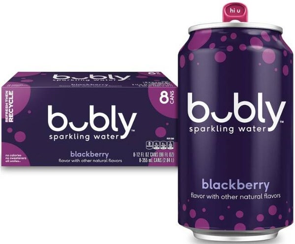 bubly Sparkling Water, Blackberry, Zero Sugar & Zero Calories, Seltzer Water,12 Fl Oz Cans (Pack of 8)