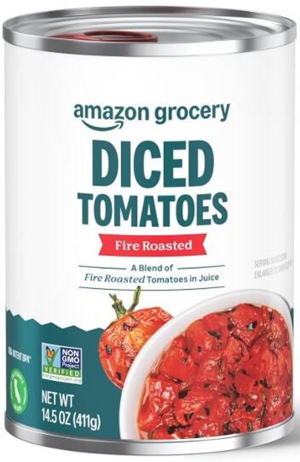 Amazon Grocery, Canned Fire Roasted Diced Tomatoes, 14.5 Oz
