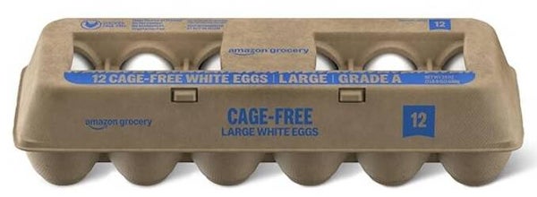 Amazon Grocery, Cage Free Large White Eggs, Grade A, 1 Dozen