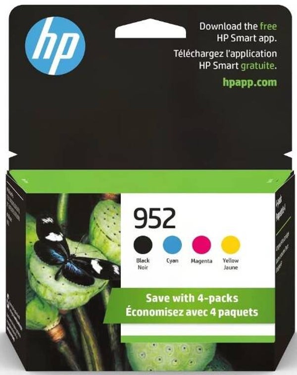 Original HP 952 Black, Cyan, Magenta, Yellow Ink Cartridges (4 Count -pack of 1) |Works with HP OfficeJet 8702,OfficeJet Pro 7720,7740,8210,8710,8720,8730, 8740 Series | Eligible for Instant Ink|X4E07AN