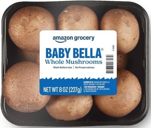 Amazon Grocery, Whole Baby Bella Mushrooms, 8 Oz