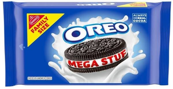 OREO Mega Stuf Chocolate Sandwich Cookies, Family Size, 17.6 oz