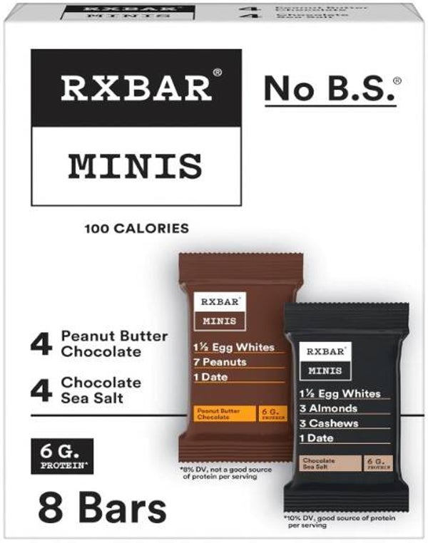 RXBAR Minis Protein Bars, Protein Snack, Snack Bars, Variety Pack, 7.3oz Box (8 Bars)