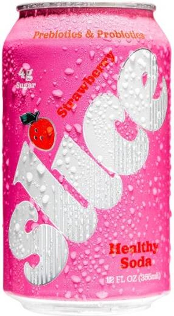 Slice Strawberry Healthy Soda, With Prebiotics and Probiotics, 12 fl oz Can