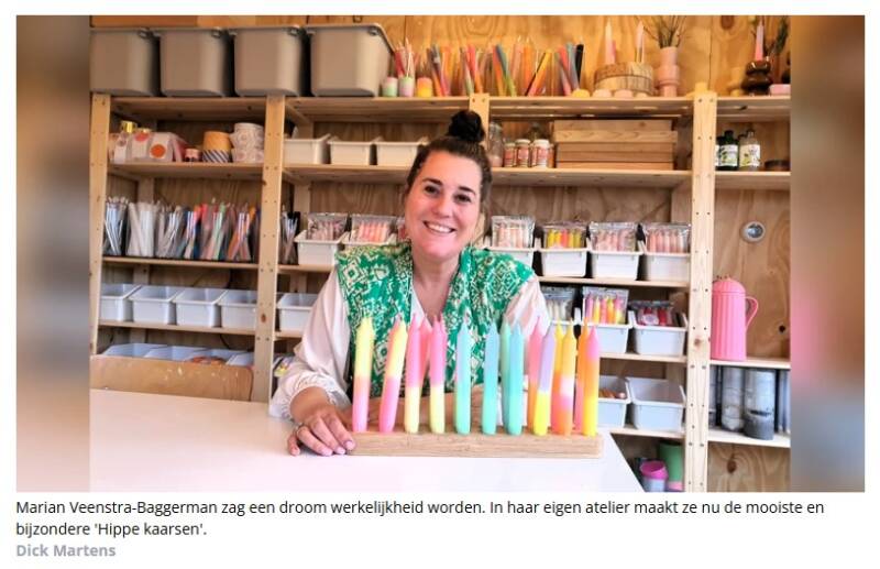 Het artikel over Hippe-kaarsen in de krant