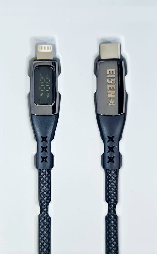 Eisenz 27W PD Type-C naar Lightning Kabel met Digitale Vermogensweergave – Type-C to Lightning with Power Display