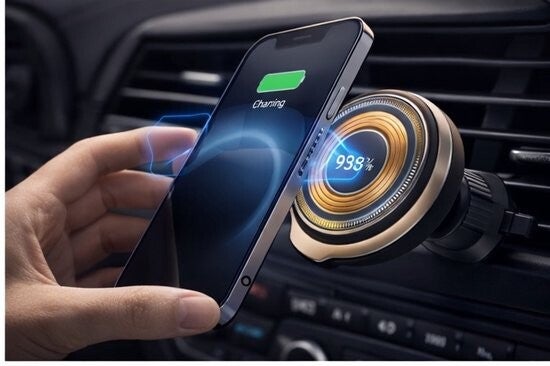 Eisenz EZ-062 15W Magnetische Draadloze Autolader – Wireless Car Charger met Ventilatierooster Houder – Snelladen – 360° Draaibaar – Zwart