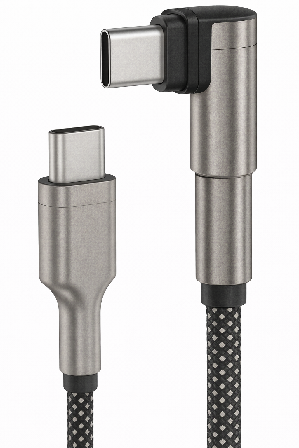 USB C Kabel – USB C naar C – Snellader 60W – Haakse aansluiting 90° – 1.5 Meter – USB Kabel Gevlochten – Geschikt voor Samsung , Xiaomi, Oppo, iPhone en nog meer