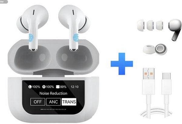 Oortjes Draadloos – Draadloze Oordopjes – Bluetooth 5.4 – Active Noise Cancelling – 20u Speeltijd – Oplaadcase met Touch Display – ANC