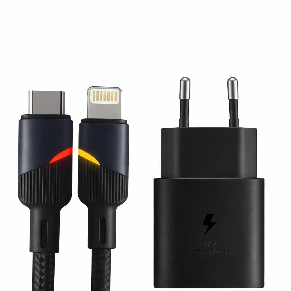 25W USB C Snellader – 1 Meter – Geschikt voor iPhone series 14/13/12/11/X & iPad – USB C Oplader – Met USB C Kabel naar 8-Pin