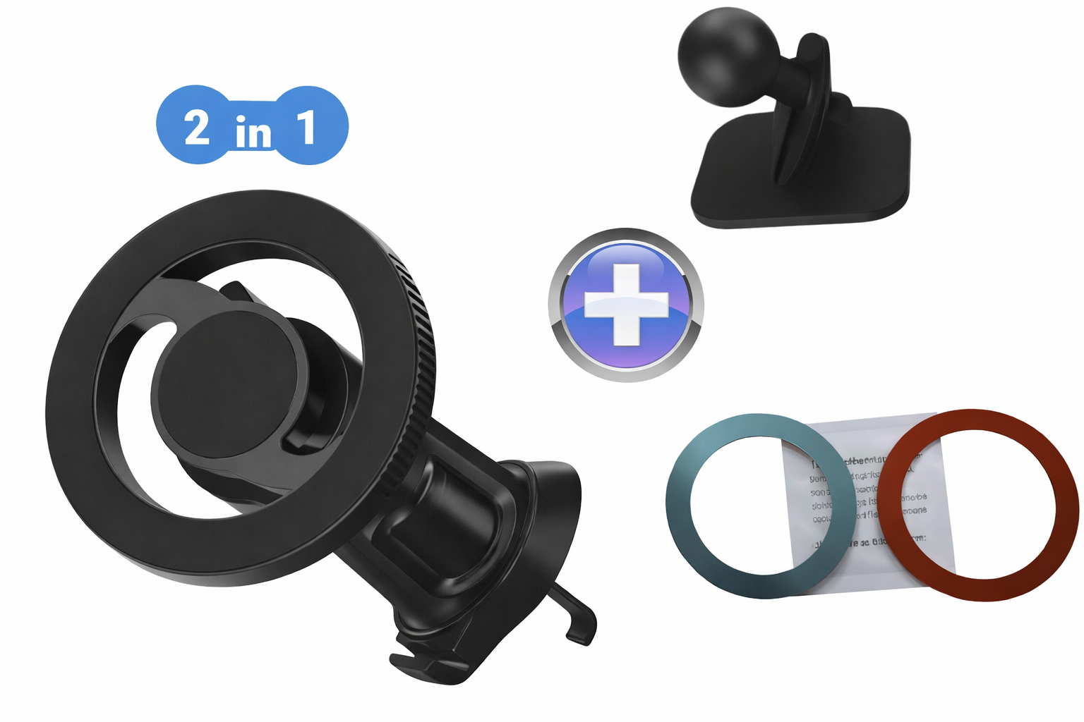 Magnetische Telefoonhouder met haak – Ventilatie, Raam, Dashboard – GSM Houder – 360° Rotatie – Inclusief 2 Magneet Ringen – Voor smartphones 3 – 7 inch – Universeel