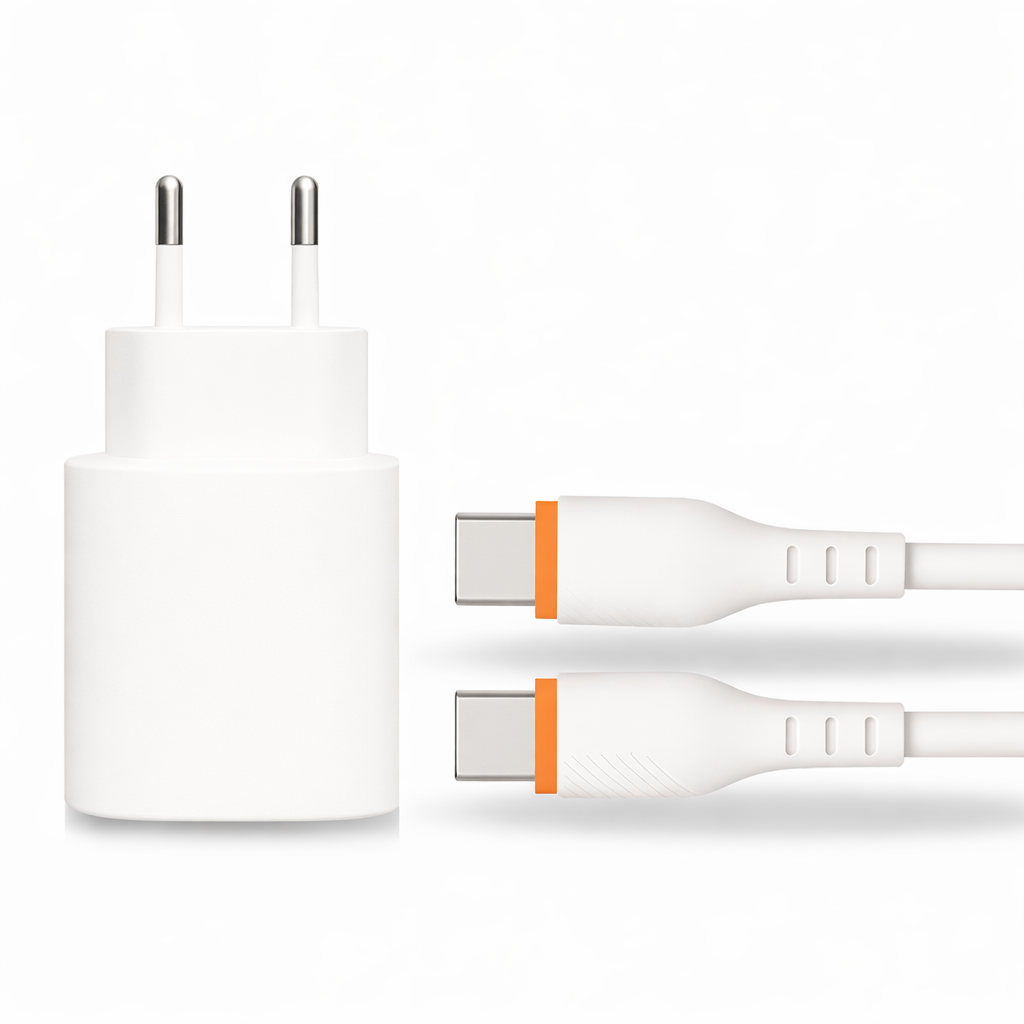 20W USB C Adapter met USB C Kabel 60W – Snellader – 1 Meter USB C naar C Kabel – GaN Fast Charger – USB C Oplader Setje