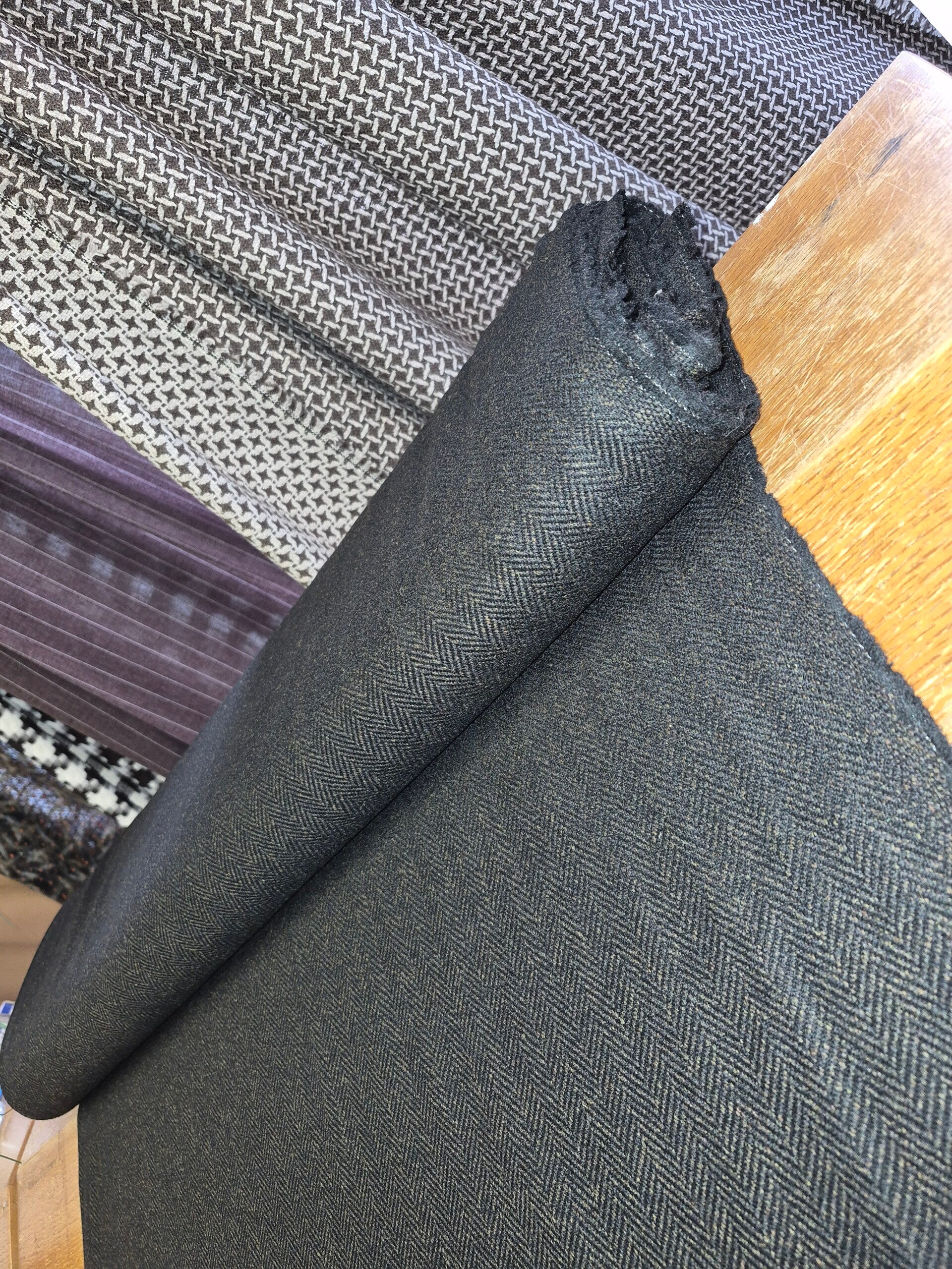 Black Brown Herring Bone Tweed