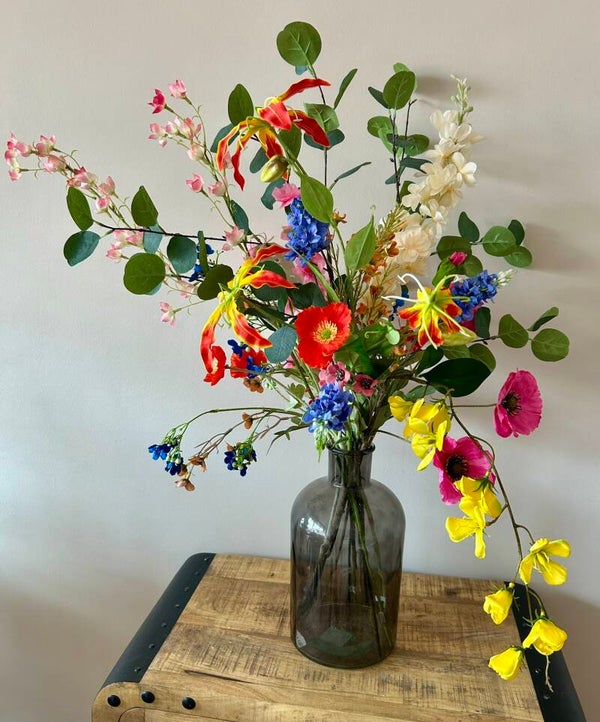 Luxe kunstboeket – kleurrijke bloemenmix