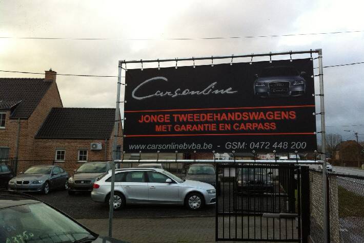 spandoek in vrijstaand frame voor Carsonline