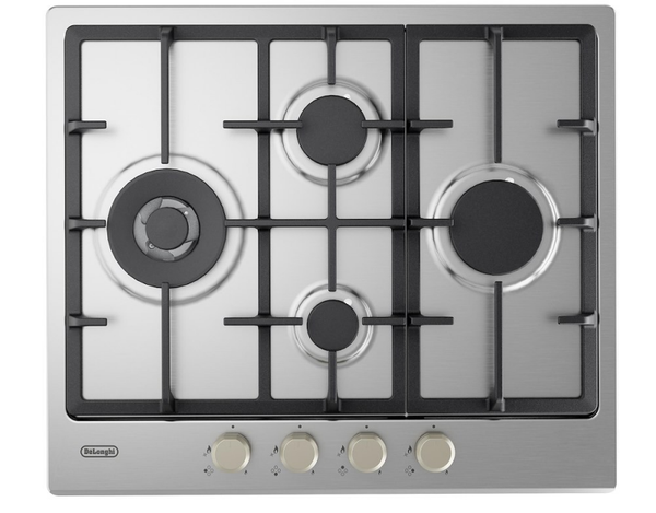 DE LONGHI - 4 FUOCHI - ACCIAIO INOX - GRIGLIE IN GHISA