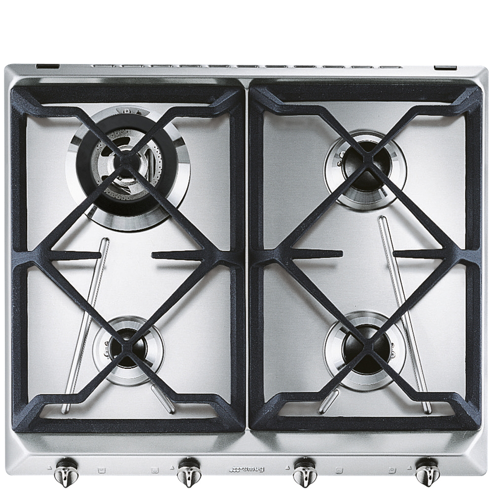 SMEG - 4 FUOCHI - ACCIAIO INOX - GRIGLIE IN GHISA