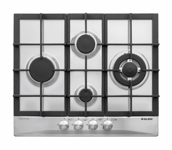 GLEM - 4 FUOCHI - ACCIAIO INOX - GRIGLIE IN GHISA