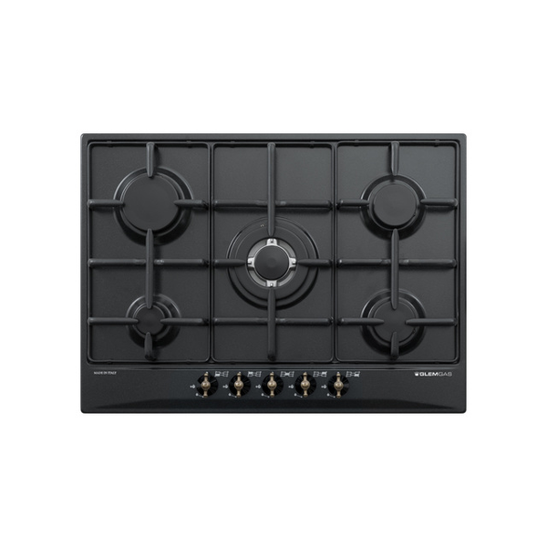 GLEM - 70 CM - 5 FUOCHI - NERO - GRIGLIE SMALTATE 🔴1 PEZZO DISPONIBILE