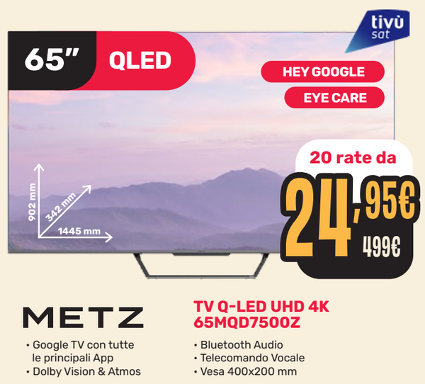 METZ TV QLED 65"UHD 4K ➡️PROMO DA VOLANTINO - CONSEGNA E INSTALLAZIONE € 60