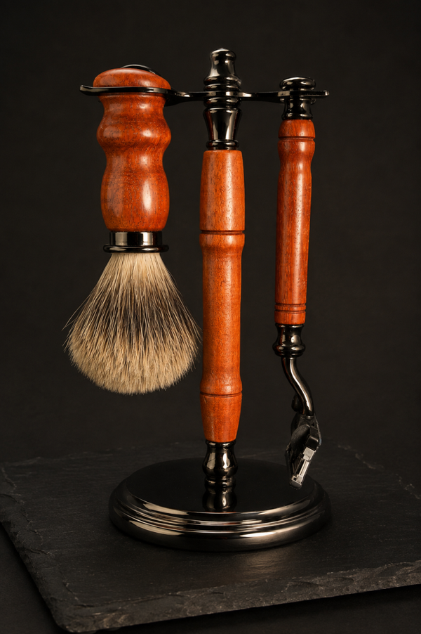 Ensemble de rasage en narra rouge – compatible Gillette Mach3