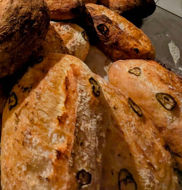 Rustic loaf of bread with Jalapeno and Fluer de sel