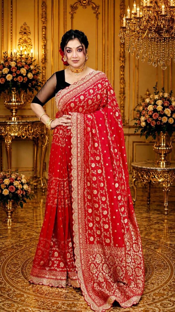 010926 Best of designer khaddi saree (2 Blouse included)