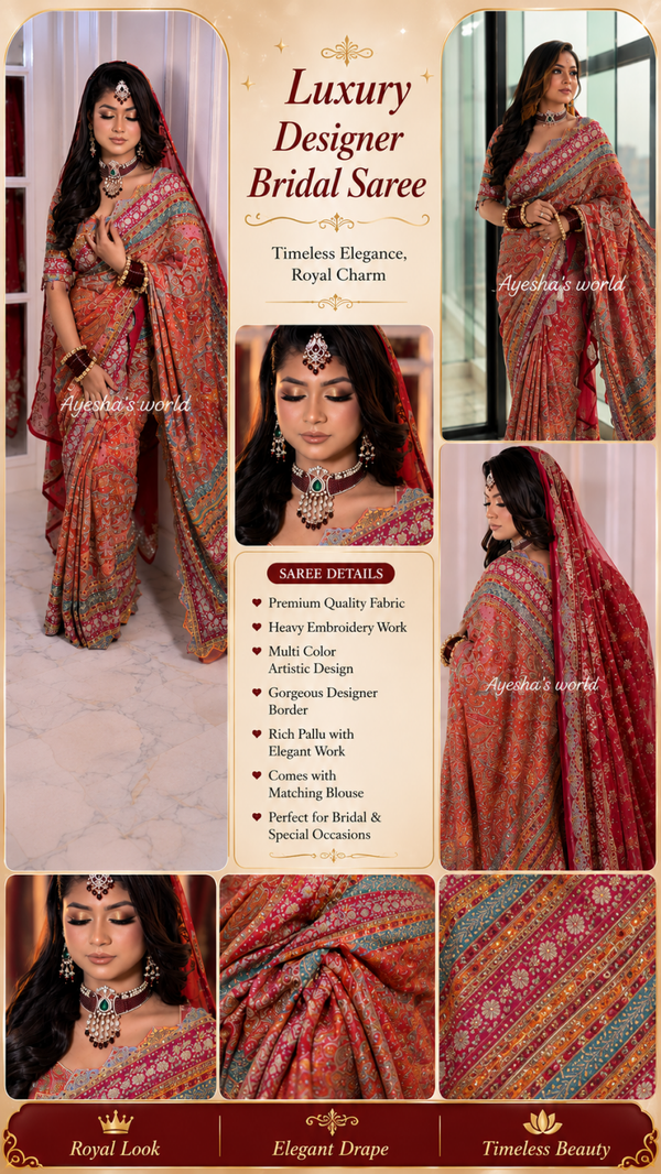 010926 luxurious designer Bridal saree