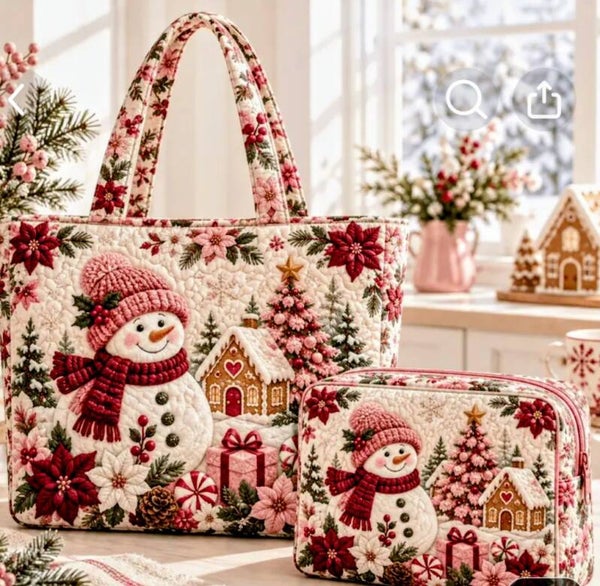 2PC Christmas Snowman Tote set