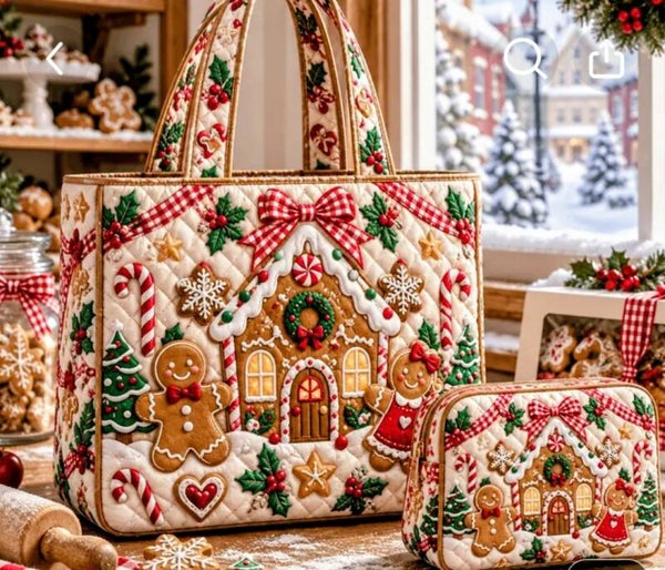 2PC Christmas Gingerbread Tote set