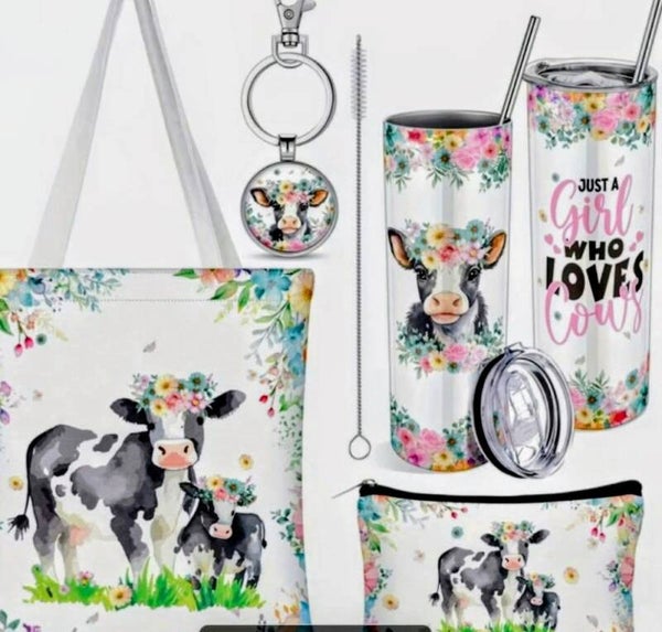 4 Pc Black/White Cow Bundle Set