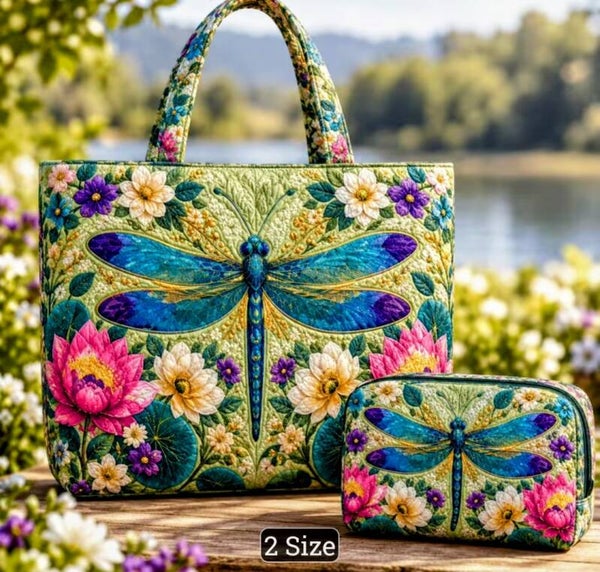 Quilted Dragonfly Tote Set
