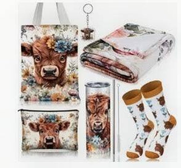 Turquoise/Brown Highland Cow Bundle