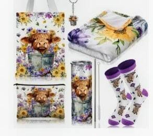 Purple Highland Cow Bundle