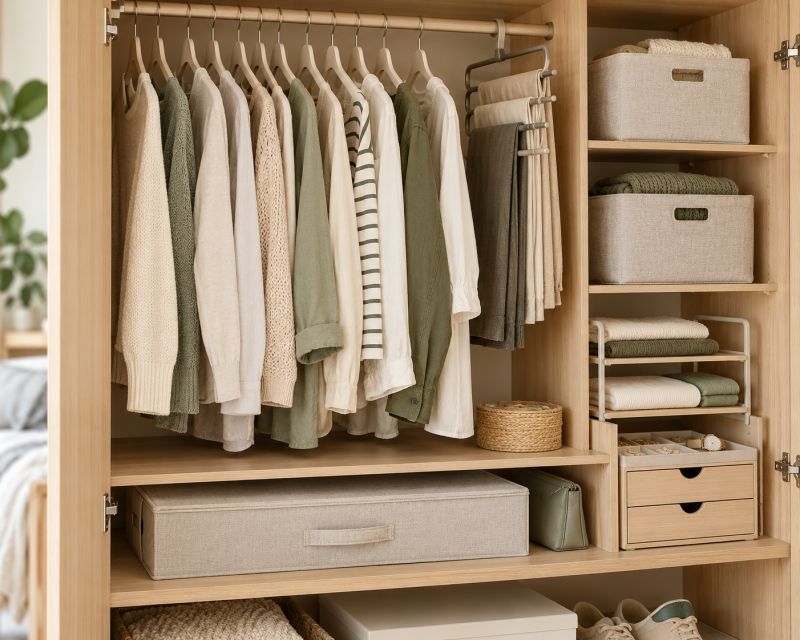 Praktische Ordnungshelfer für einen kleinen Kleiderschrank