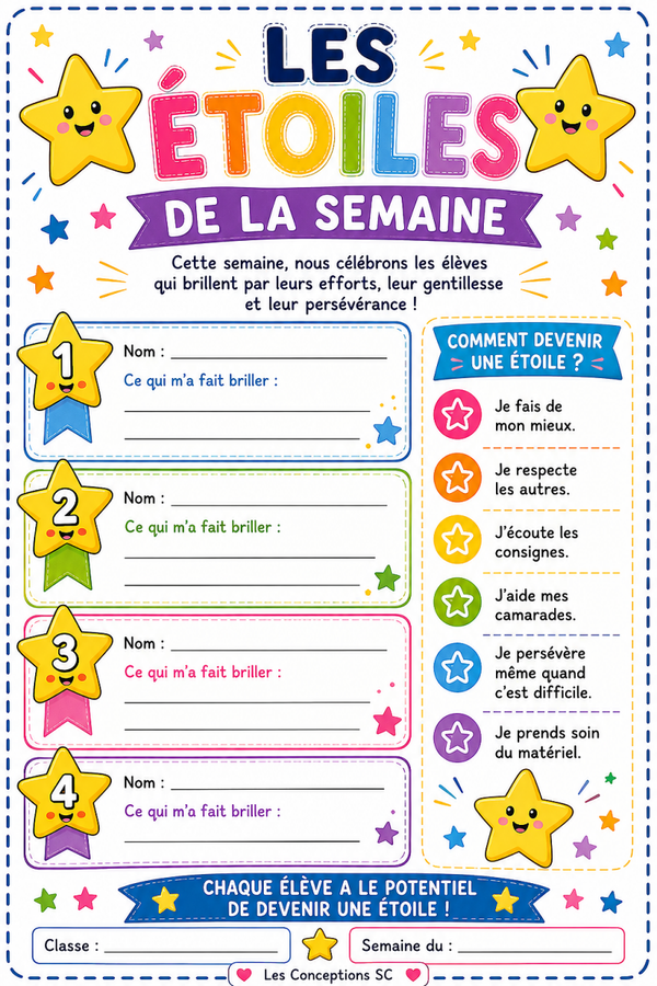 Affiche les étoiles de la semaine