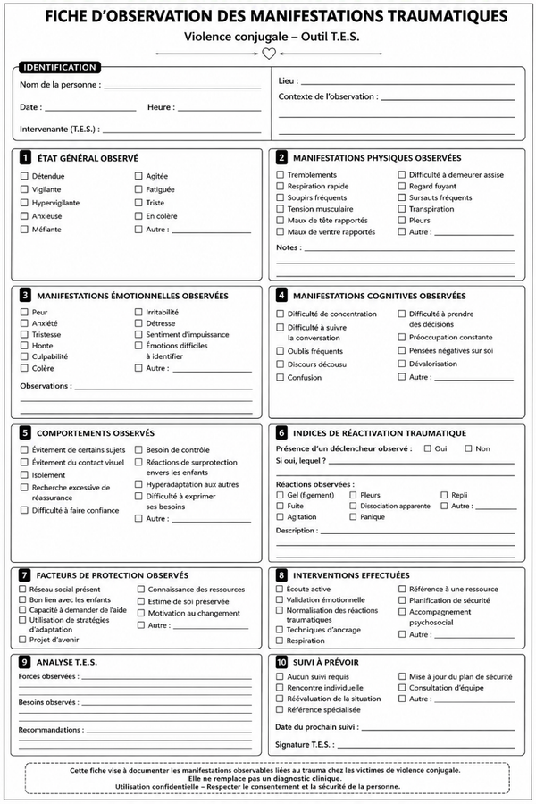 Feuille d'observation des manifestations traumatiques