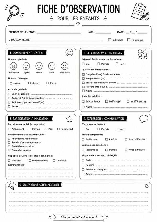Fiche d'observation